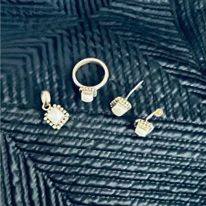 Silpada Sterling Silver Set - pendant, earrings and ring (size 7)